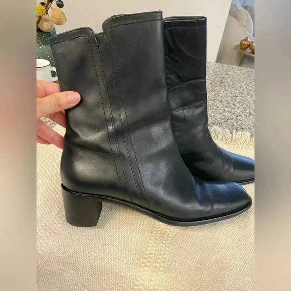 Coach Teresa black leather heeled boots, size 7 - Picture 1 of 13